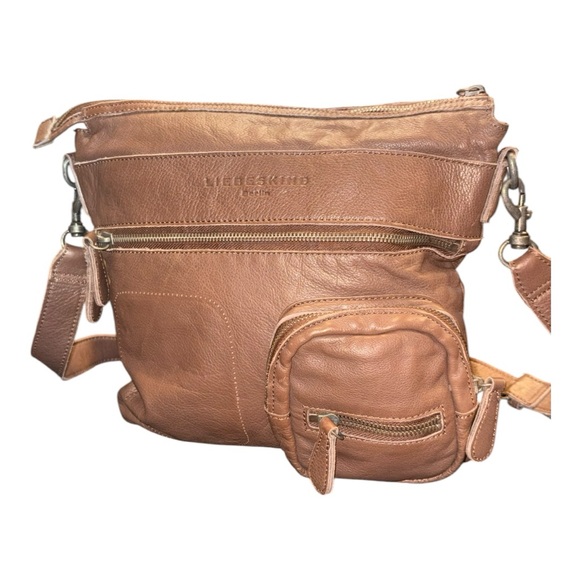 Liebeskind Berlin Handbags - Liebeskind Berlin Soft Leather Crossbody Bag Camel Tan Multi-Pocket P12